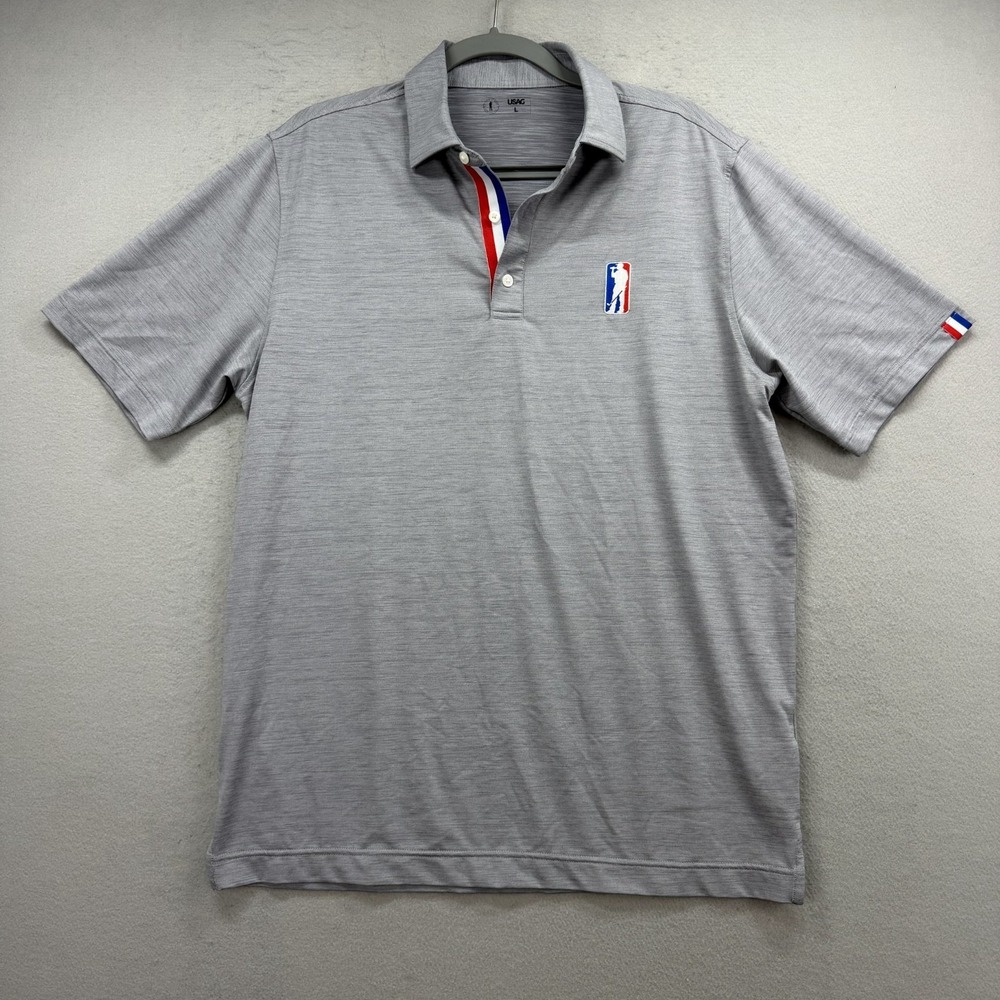 USAG Polo Gray Shirt Men's Size Large U Suck At Golf‎ Performance Stretch Casual